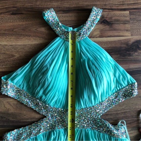 Blue beaded Halter Maxi Gown - Picture 11 of 15